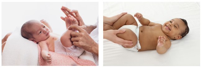 Pictures of babies with knees to their chest