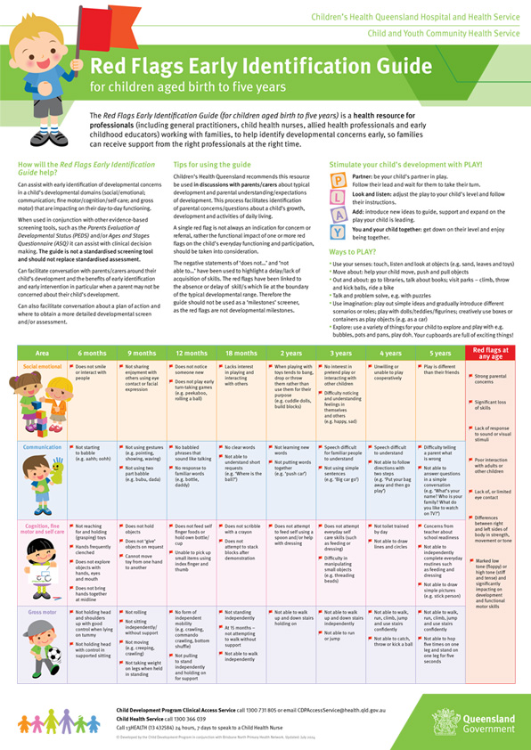 Thumbnail of Red Flags Early Identification Guide (Birth to 5 years) poster