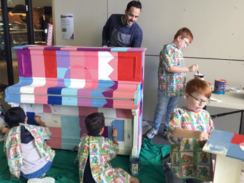 Children taking part in art workshop