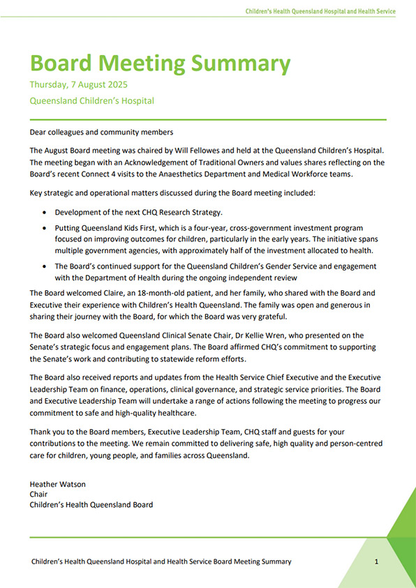 Thumbnail of Board Meeting Summary - September 2025
