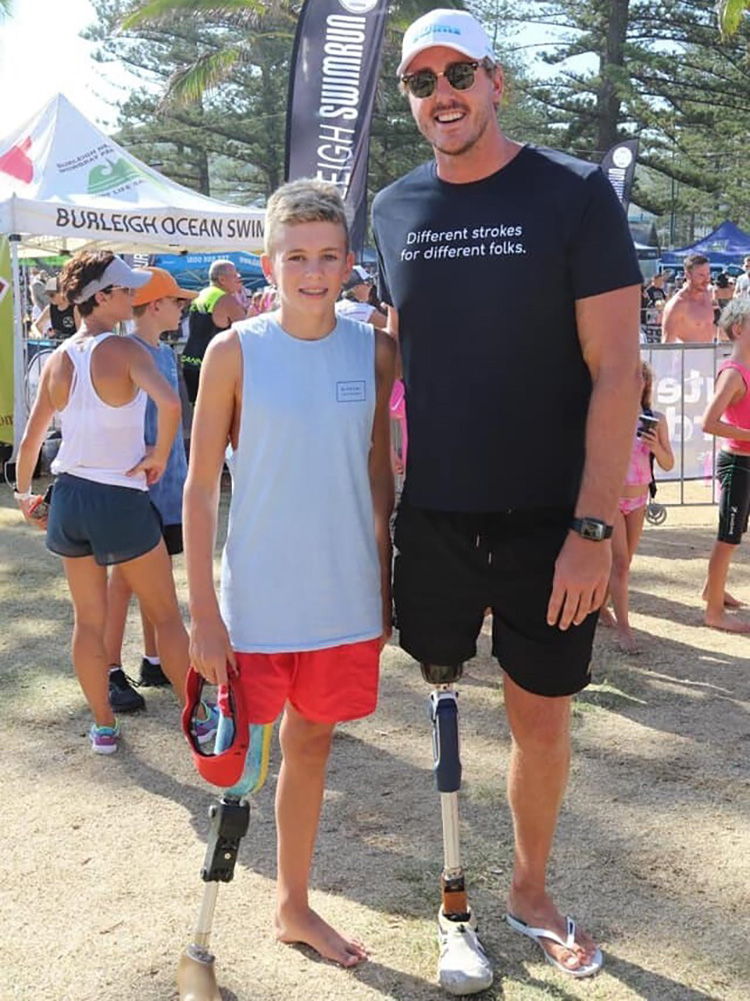 Lewis Bishop with gold medallist Brenden Hall, who inspired him to pursue his dreams of competing at the Paralympics
