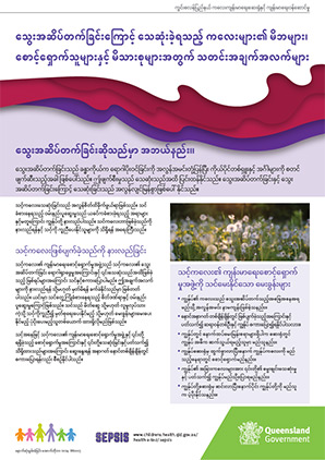 Thumbnail of Information for families whose child has died from sepsis in မြန်မာဘာသာ / Burmese