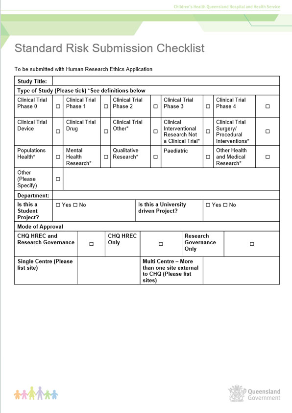 Thumbnail of Standard Risk Submission Checklist