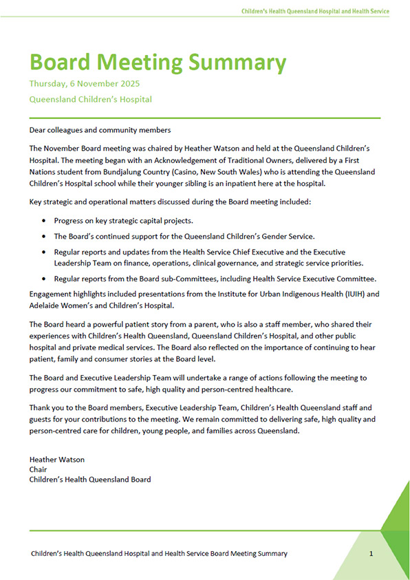 Thumbnail of Board Meeting Summary - November 2025