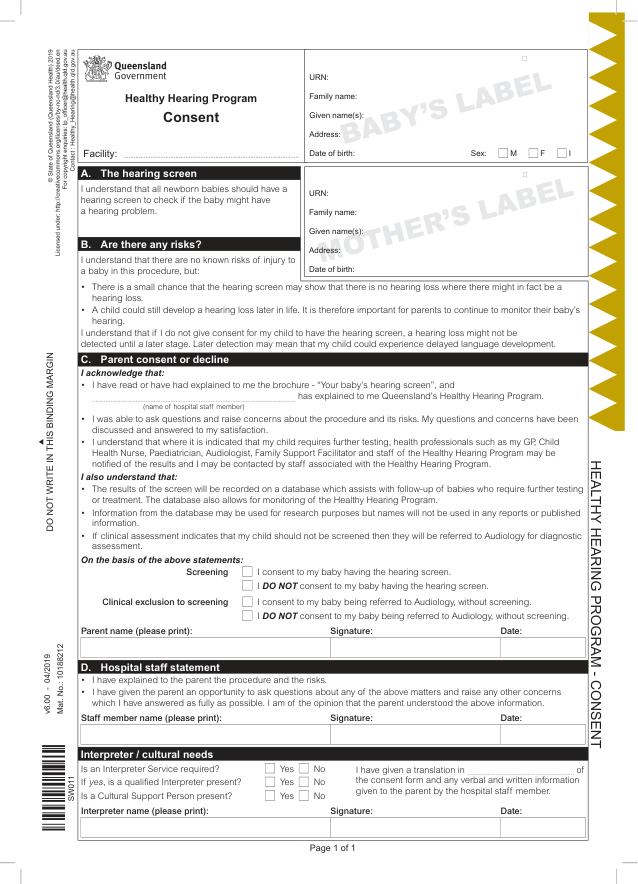 Thumbnail of Healthy Hearing Program – Consent