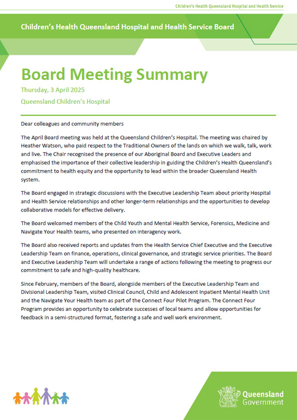 Thumbnail of Board meeting summary April 2025