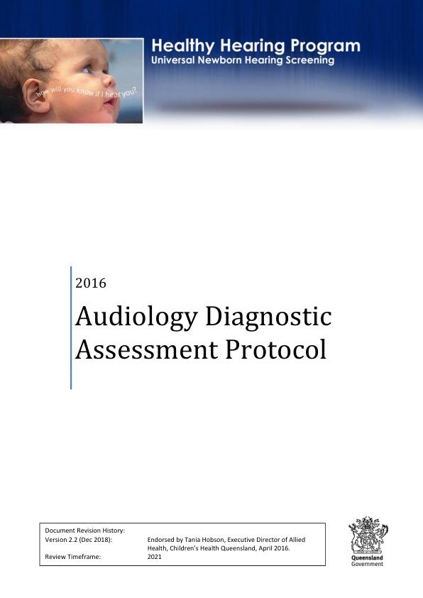 Thumbnail of Audiology Diagnostic Assessment Protocol