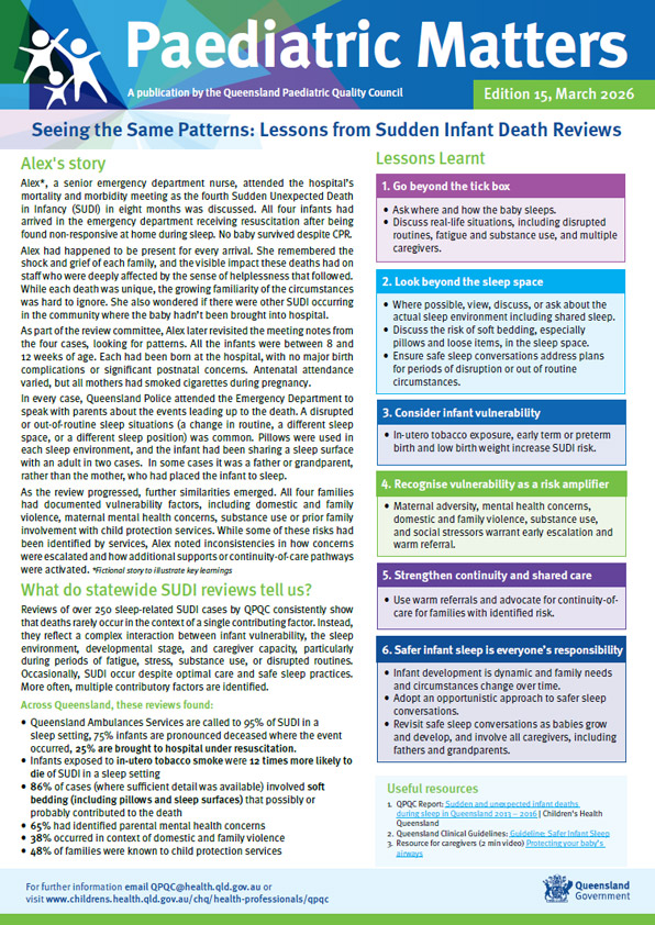 Thumbnail of Paediatric Matters – Seeing the Same Patterns: Lessons from Sudden Infant Death Reviews