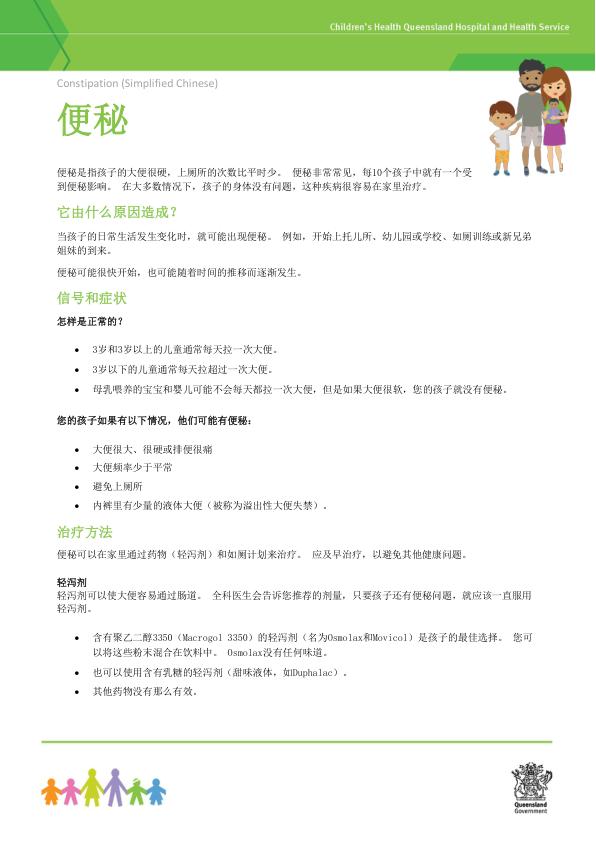 Thumbnail of Constipation – Chinese (simplified) – 简体中文