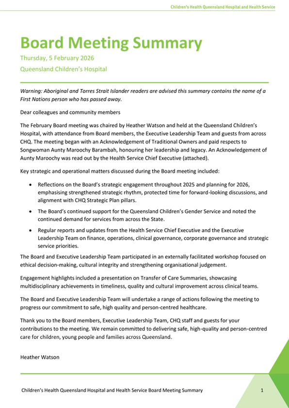 Thumbnail of Board meeting summary February 2026