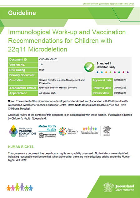 Thumbnail of Immunological Work-up and Vaccination Recommendations for Children with 22q11 Microdeletion