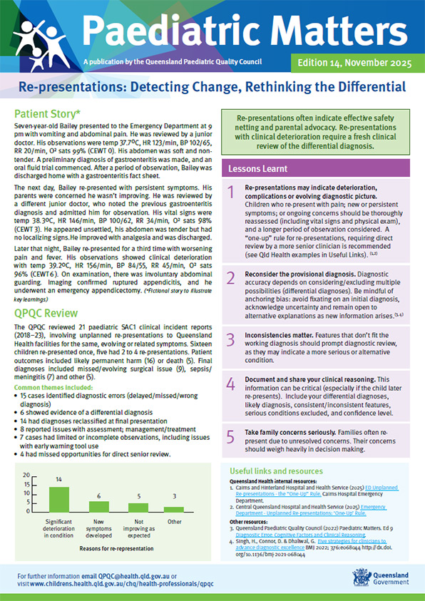 Thumbnail of Paediatric Matters - Re-presentations: Detecting Change, Rethinking the Differential